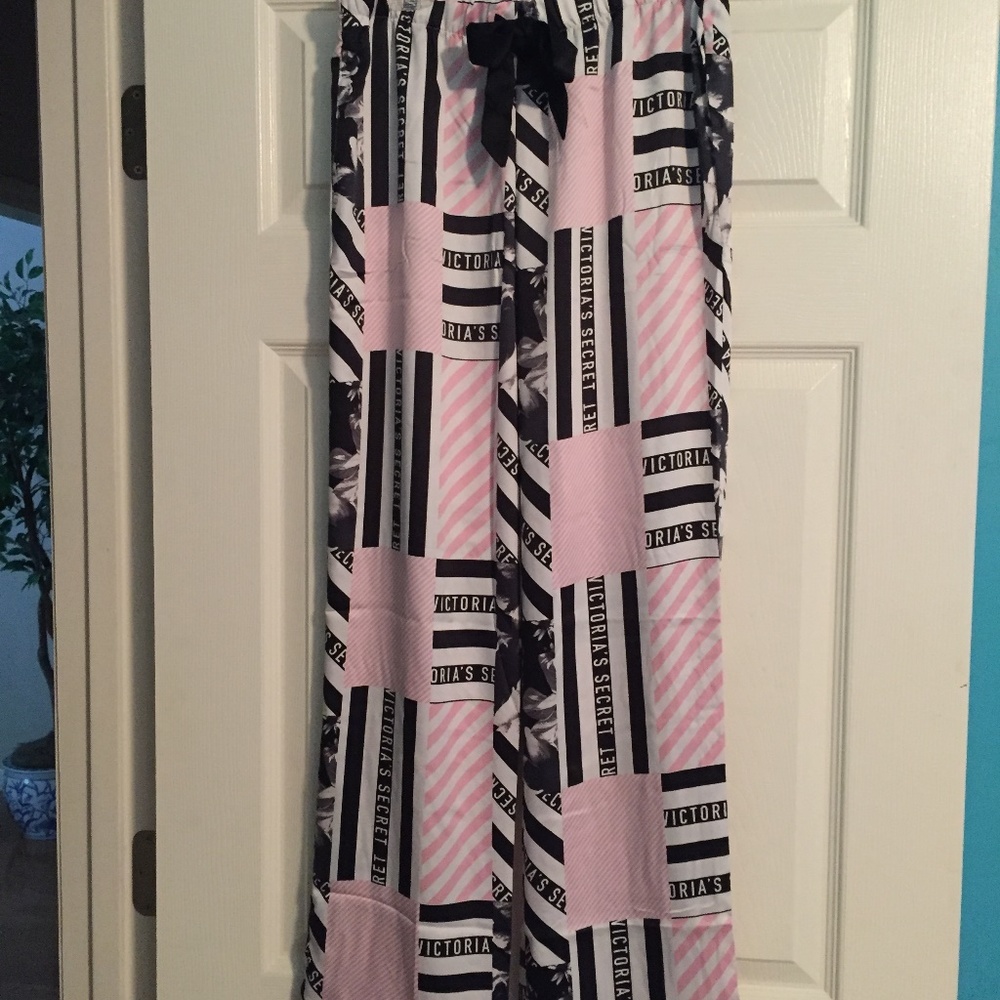 Victoria's Secret Satin Sleep Pants Pink & Black